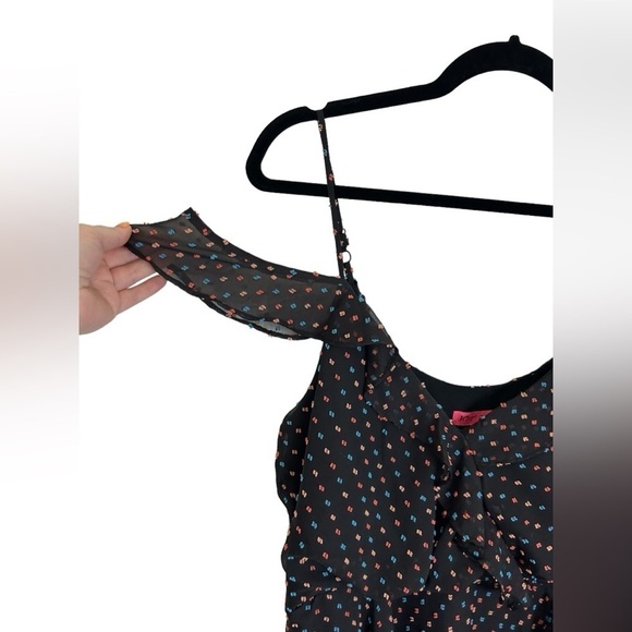 Betsey Johnson Women’s Textured Swiss Dot Multi Colored Faux Wrap Dress Sz 8” - Picture 13 of 15